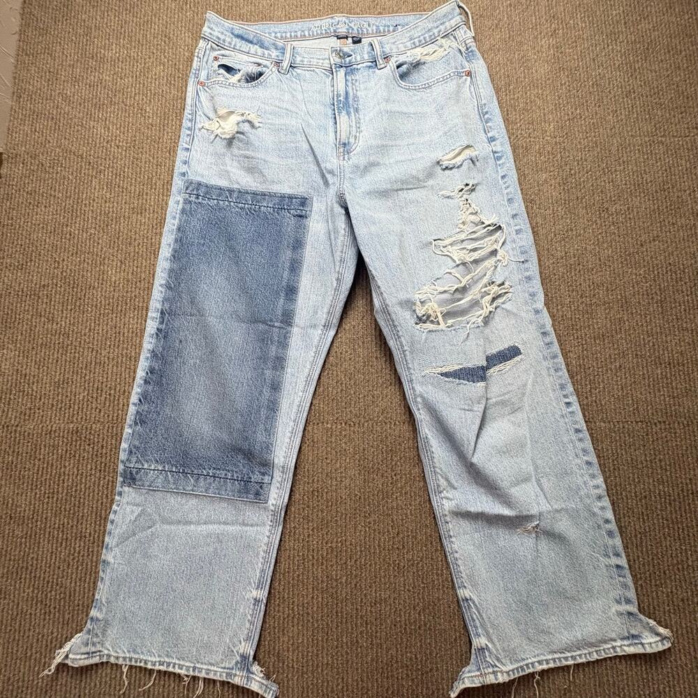 American Eagle Baggy Patched Distressed Denim Women’s Size 12